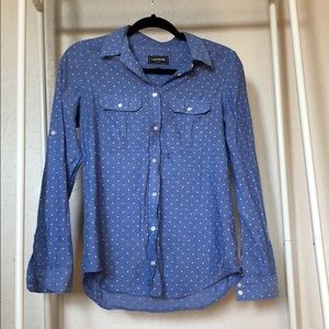 Blue & White Polka Dot Blouse